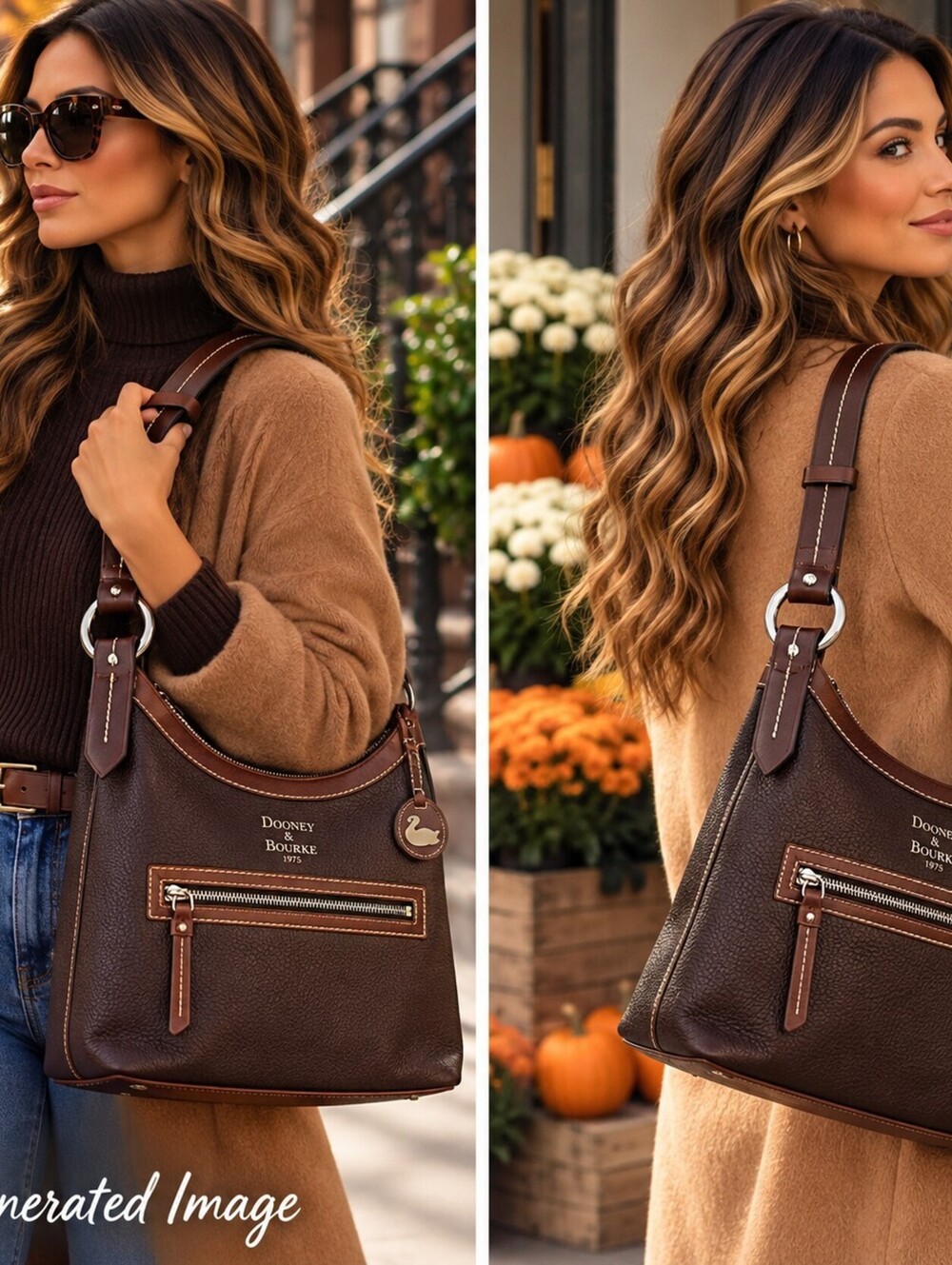 Dooney & Bourke 1975 J277149 Brown Leather Hobo Shoulder Bag